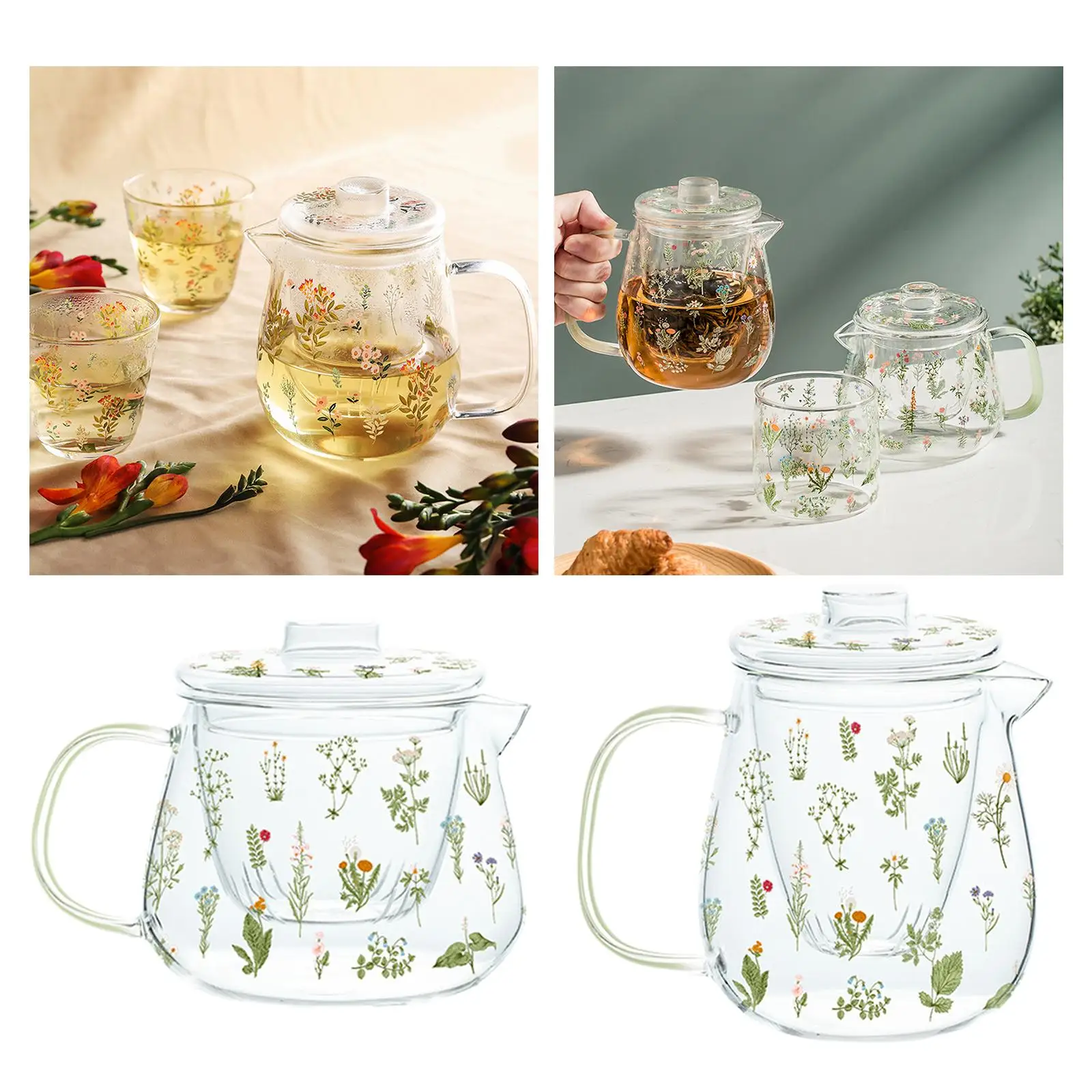 Tea Blooming Teapot Transparent with Tea Strainer Tea Kettle Loose Leaf Teapot for Home Birthday Party Anniversary Gift Tea Blooming Teapot Transparent with Tea Strainer Tea Kettle Loose Leaf Teapot for Home Birthday Party Anniversary Gift