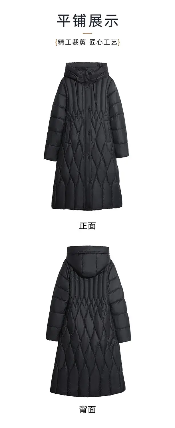 New Oversized Women's Down Cotton Coat Winter Cold Warm Padded Jacket Long Female Casual Hooded Parker Cotton Clothes Black 7XL