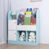 Children's Bookshelf Cartoon Books Rack Floor Simple Child Book Shelf Home Bookcases Furniture Bookshelf Rack 4-Tiers Book Slots 1