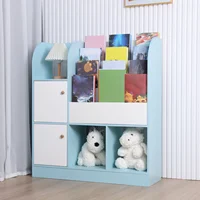 Children's Bookshelf Cartoon Books Rack Floor Simple Child Book Shelf Home Bookcases Furniture Bookshelf Rack 4-Tiers Book Slots 1