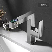 ก๊อกน้ำห้องน้ำดีไซน์หรูหราพร้อมหน้าจอดิจิตอล แสดงอุณหภูมิ น้ำร้อนน้ำเย็น แบบยกขึ้นได้ ดึงออกได้ ใช้ในครัวเรือน รุ่น G3/8G1/2 5