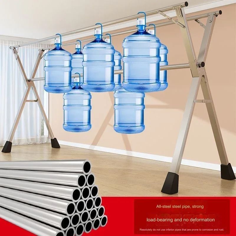 Clothes Drying Rack Folding Stainless Steel Clothes Drying Rack Floor Home Balcony Bedroom Outdoor Telescopic Pole Drying Quilt