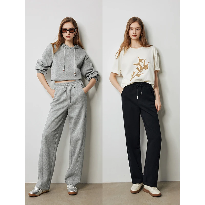 Women Sweatpants Autumn Patchwork Elastic Waist Pocket Casual Pants