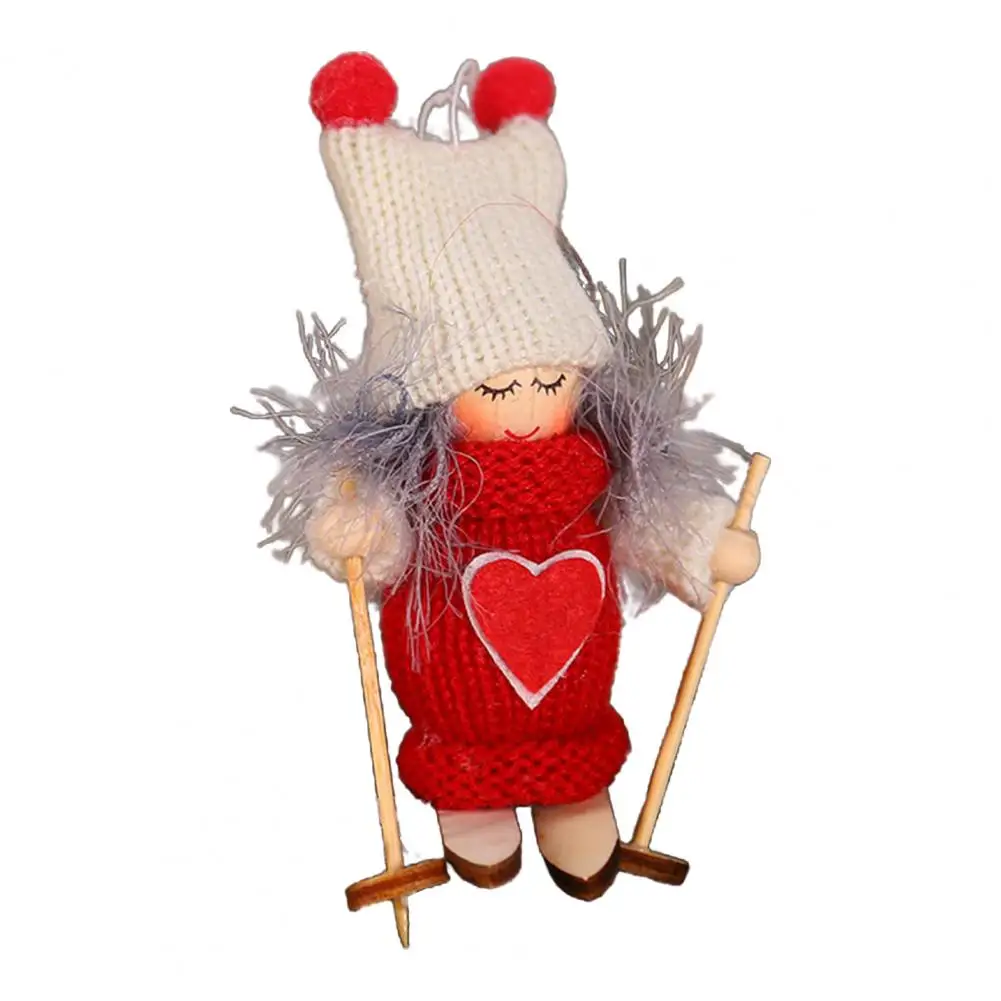 Christmas Party Decor Handmade Knitted Christmas Ski Girl Doll