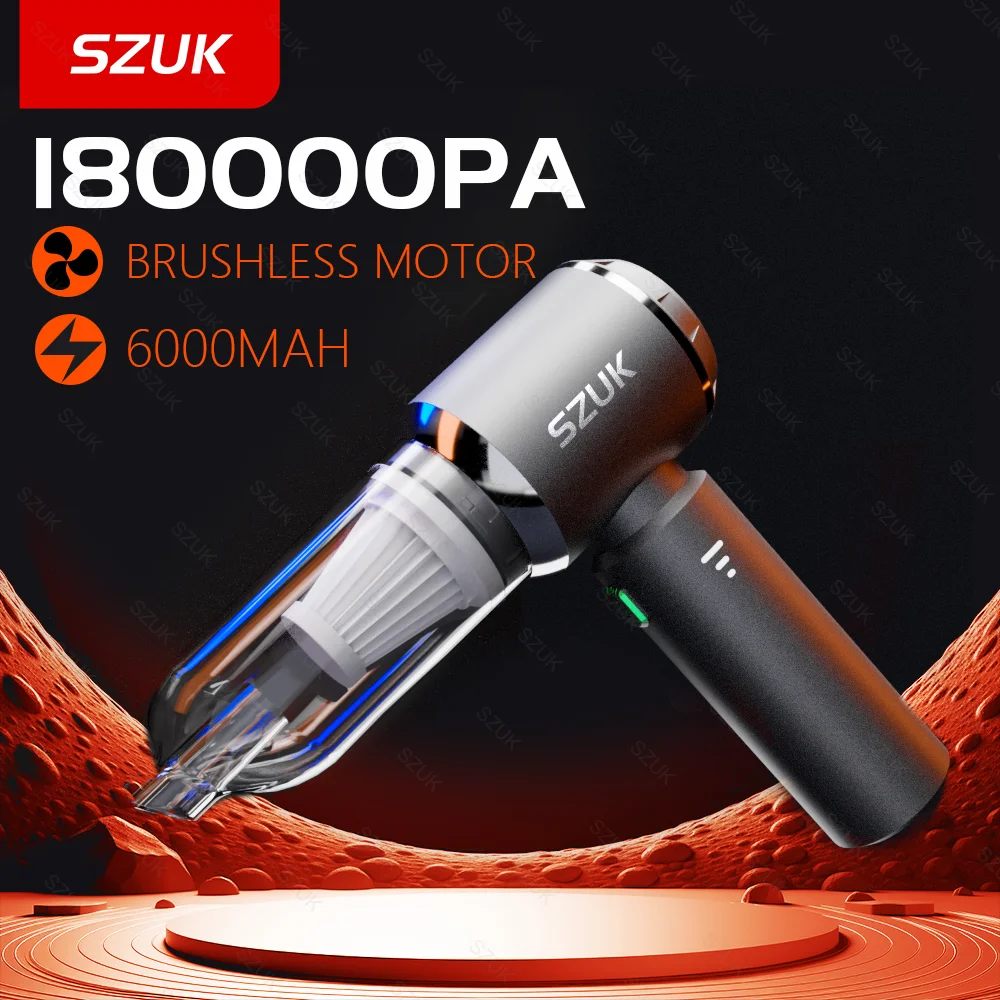 SZUK Car Vacuum Cleaner 180000pa Wireless Mini Handheld Strong Suction Cleaning Machine Portable Vacuum Cleaner for Car and Home