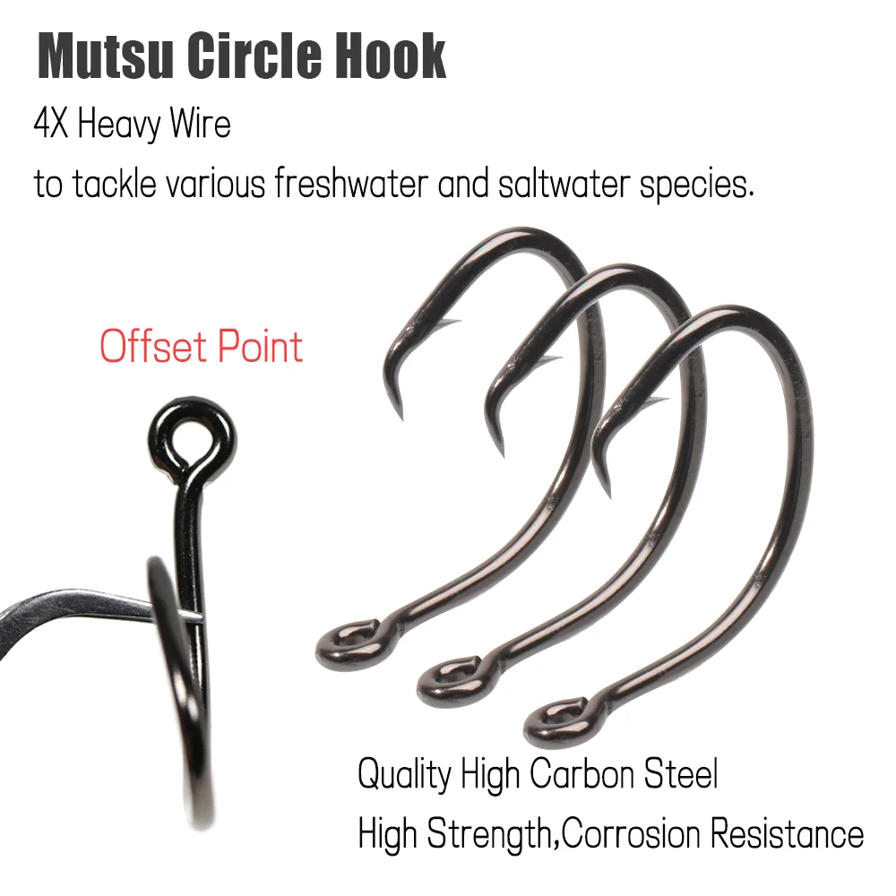 Wifreo Mutsu Circle Hook 4X Strong Heavy Duty Fishhook Saltwater Fishing  Big Game Hooks for Grouper Tuna Shark Boat Reef Fishing