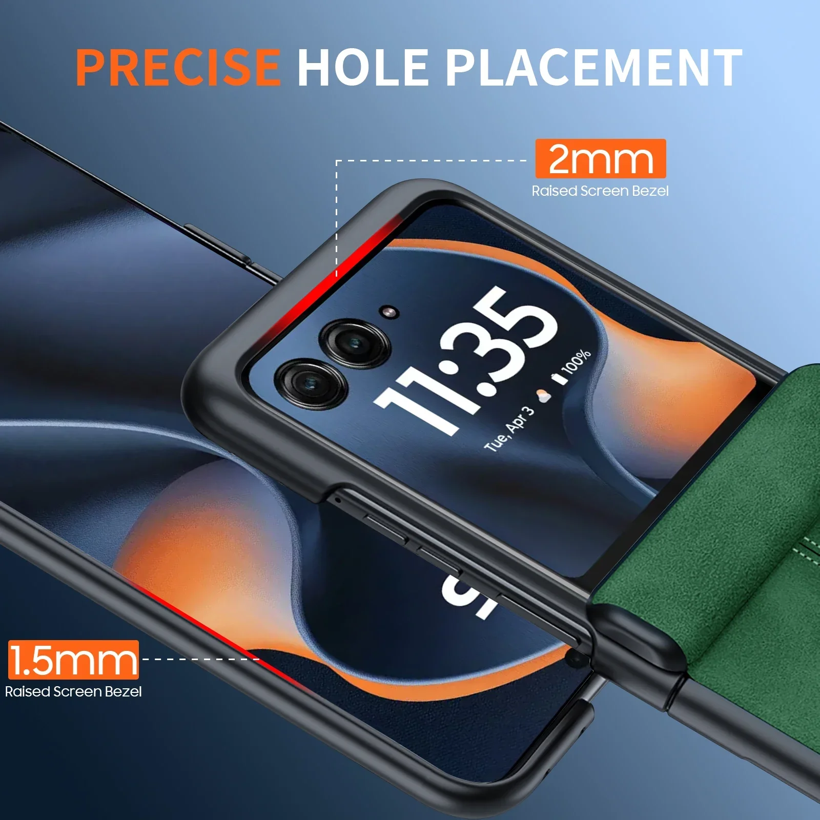 Ultra-Thin Green PU Leather Matte Case with Hinge Protection