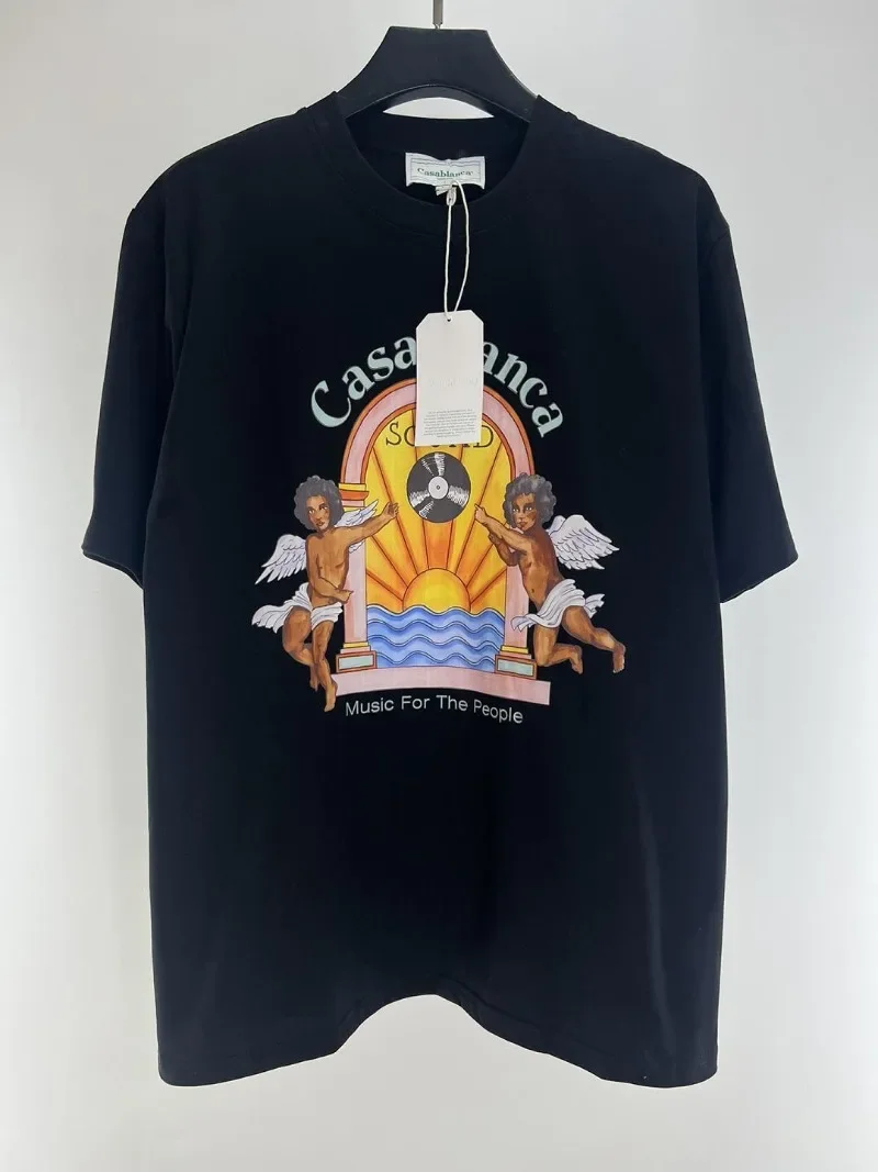 

Y2K Top Quality Angel Printing Casablanca T Shirt for Men Women Quality Casual T-Shirt Top Tees
