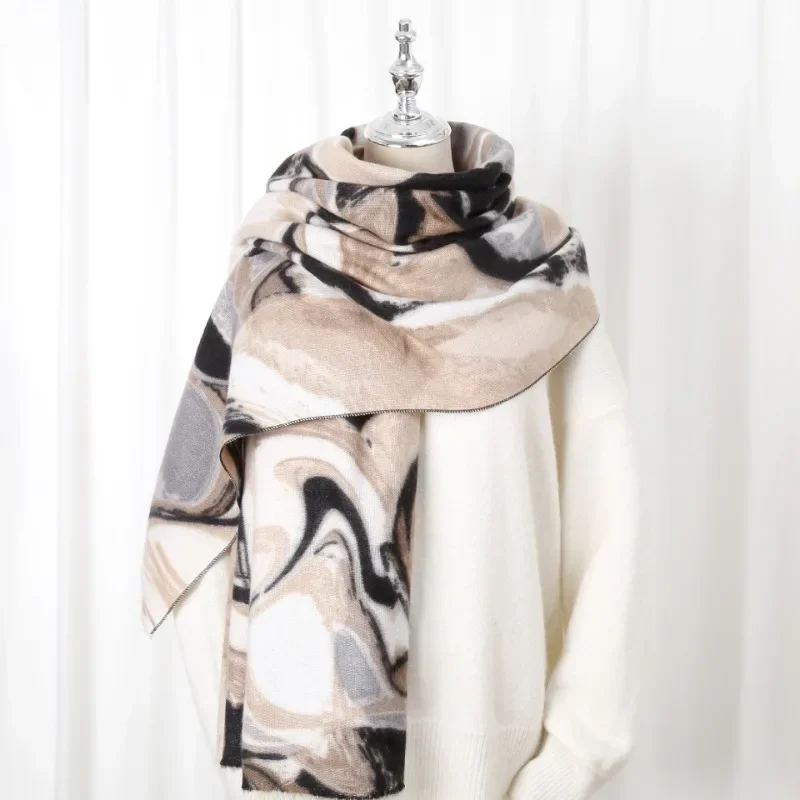 

Elegance Marble printed cashmere long scarf shawl in autumn and winter ladies warm scarf shawl thick