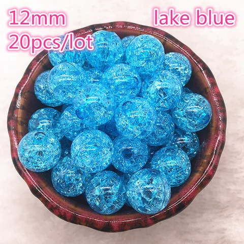 12mm Multicolor Round Acrylic Crackle Bead Loose Spacer Beads For Necklaces Bracelets Jewelry Making