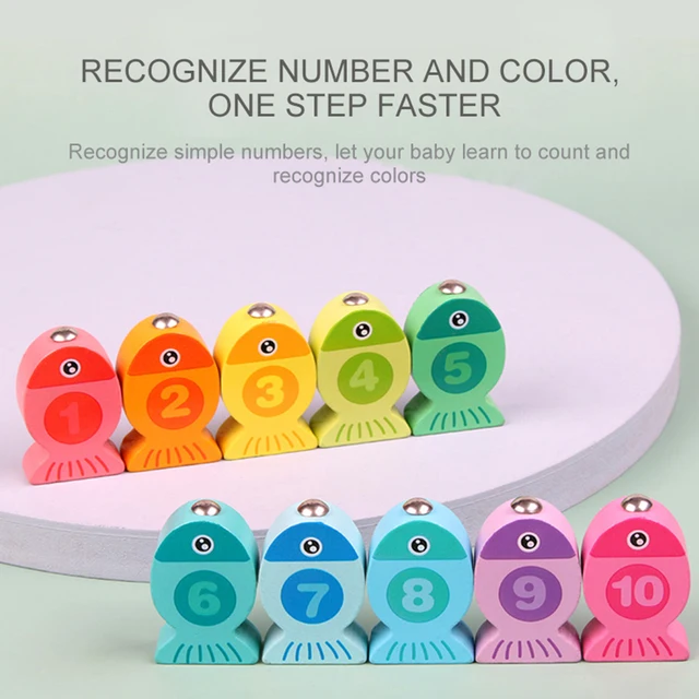 WEMMICKS Wooden Magnetic Fishing Game Montessori Number Letter Cognition Fish Rod Toys Kids Early Educational Toys 11/28pcs 4