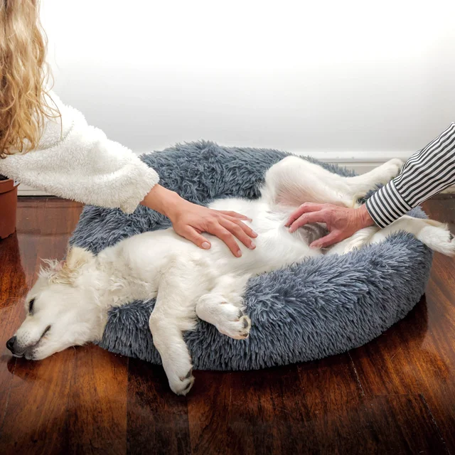 Super Soft Pet Dog Cat Bed Plush Full Size Washable Calm Bed Donut Bed Comfortable Sleeping Bed For Large Medium Small Dogs 2