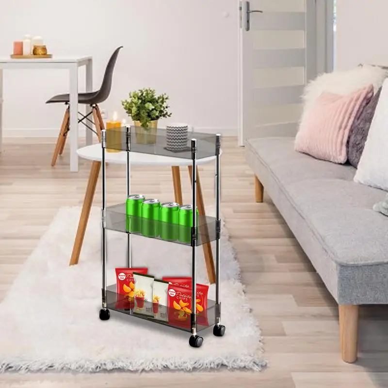

Rolling Carts With Wheels Multi Layer Mobile Storage Rack Trolley Storage Rack Bookshelf Kitchen Living Room Stall Racks