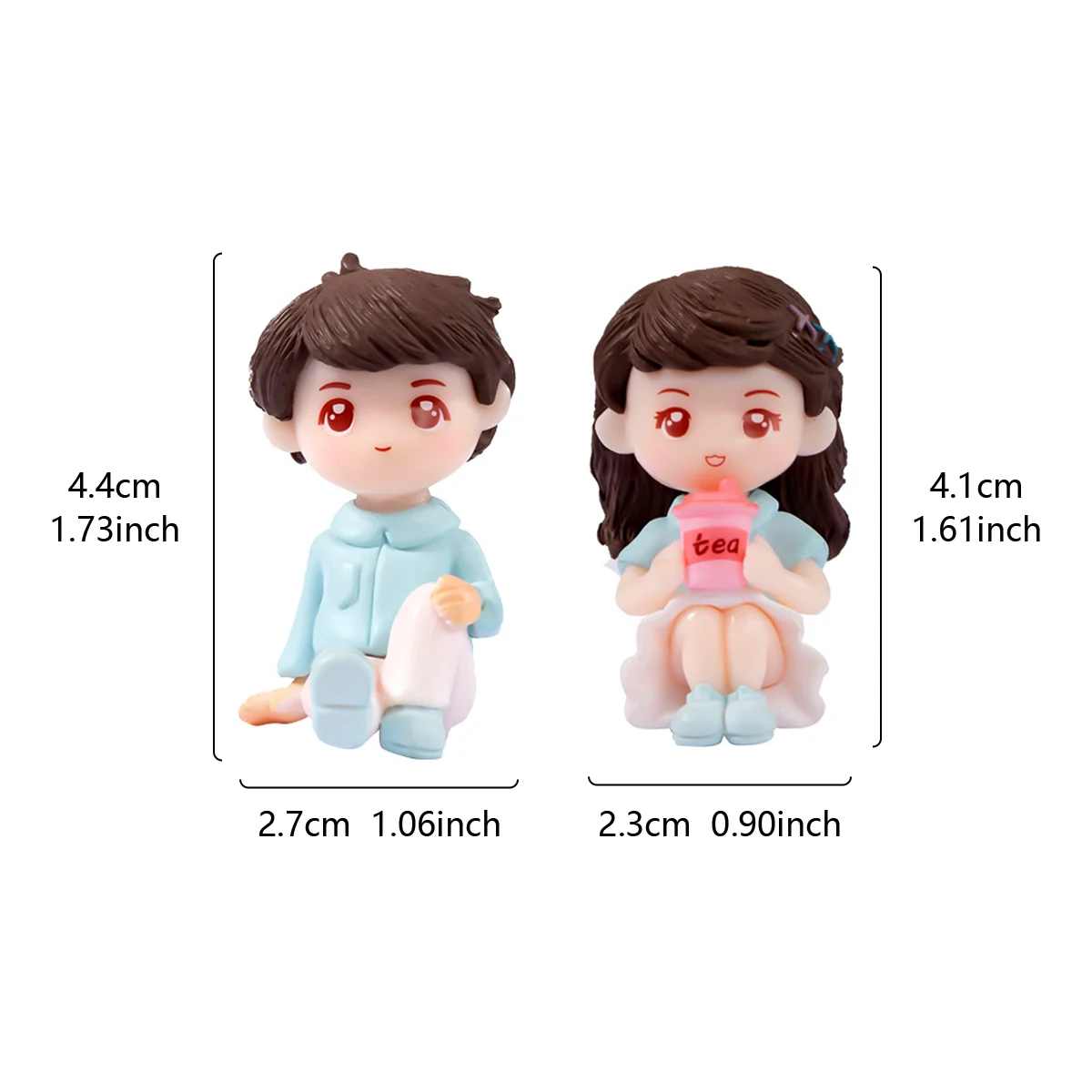 2PC, cartoon and cute couple garden decorative items (excluding chairs), suitable for garden micro-landscape decoration