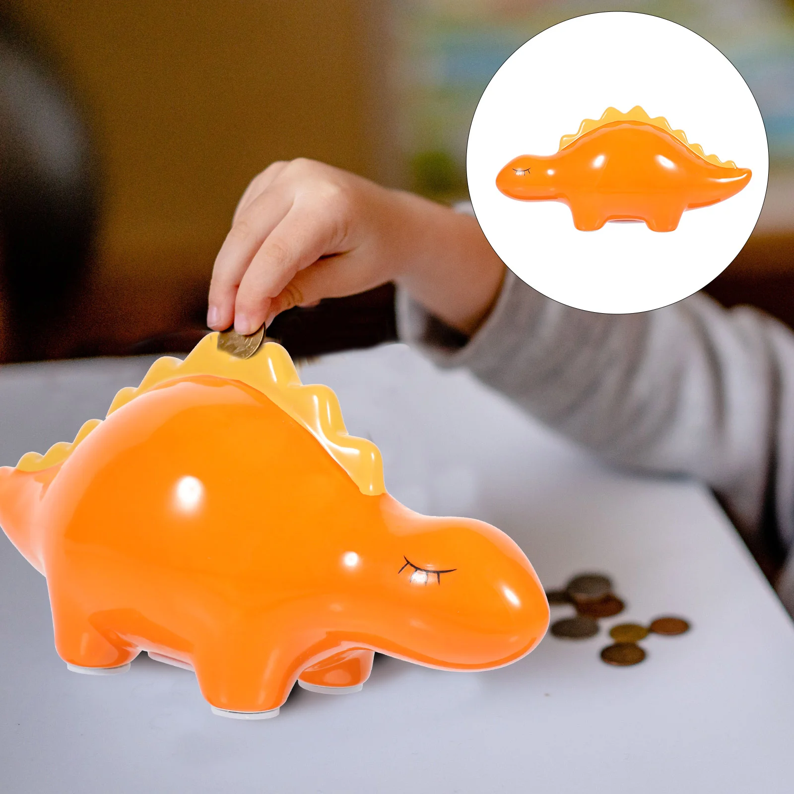 

Dinosaur Piggy Bank Desktop Children Birthday Gift Cute Money Saving Pot Ceramic Coin Container Animal Jar