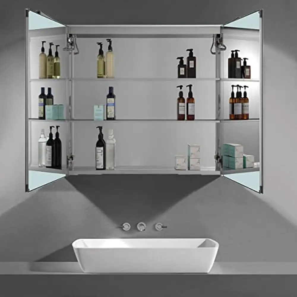 Aluminum Wall Mounted Bathroom Medicine Cabinet with LED Lights
