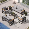 Aluminum Patio Furniture Set, 5 Piece Modern Outdoor Furniture with 6 inch Cushion, Metal Patio Sectional Conversation Sets 1