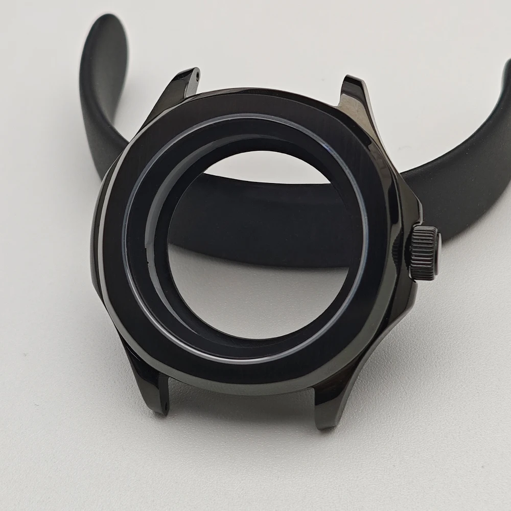 Black Steel Watch Case with Chapter Ring and Sapphire Glass, 39.5mm