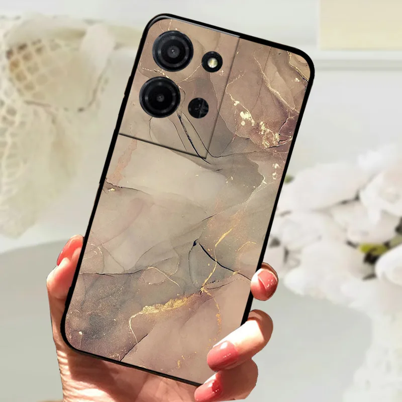 Marble Printed Shockproof TPU Matte Phone Case - Soft Protective Back Bumper Cover