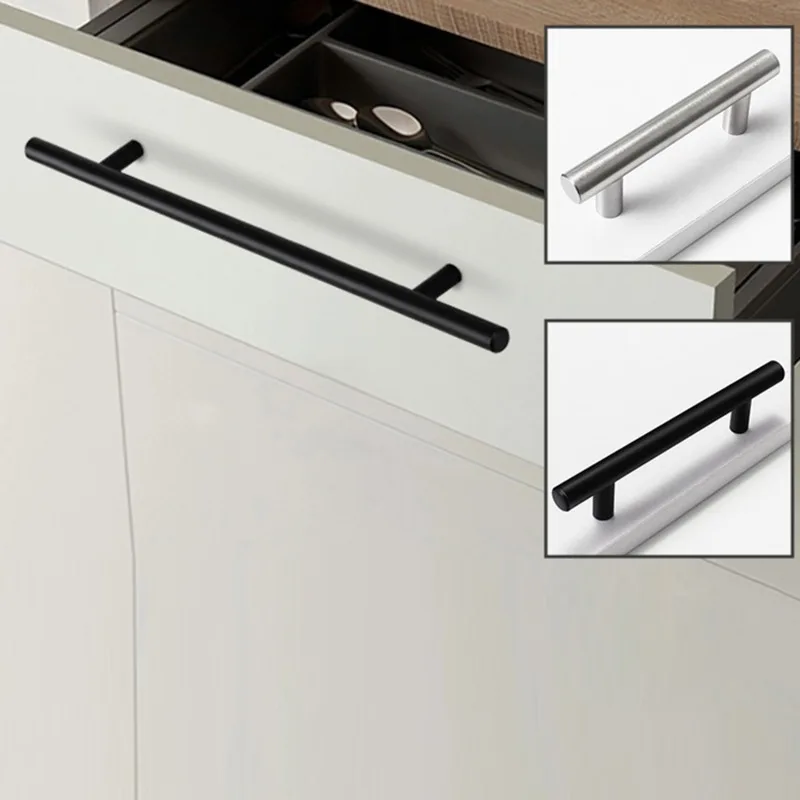 Description Picture 5 of itemStainless Steel Kitchen Cabinet Door Knob Furniture Drawer Pull Hardware Pulls T Bar Handle With Screws