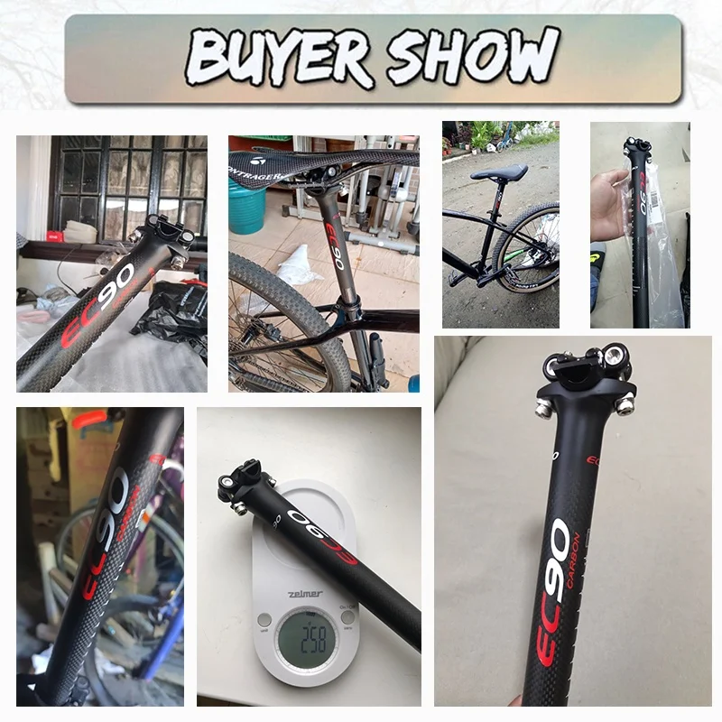 Tige De Selle Carbone EC90 – 27,2 / 30,8 / 31,6 Mm – Longueurs 350/400 Mm – VTT/Vélo Route