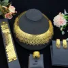 Falair 4PCS Bride Set Necklace Earrings Bracelet Ring Sparkling Zirconia Dubai Women Luxury Jewelry Gift Box