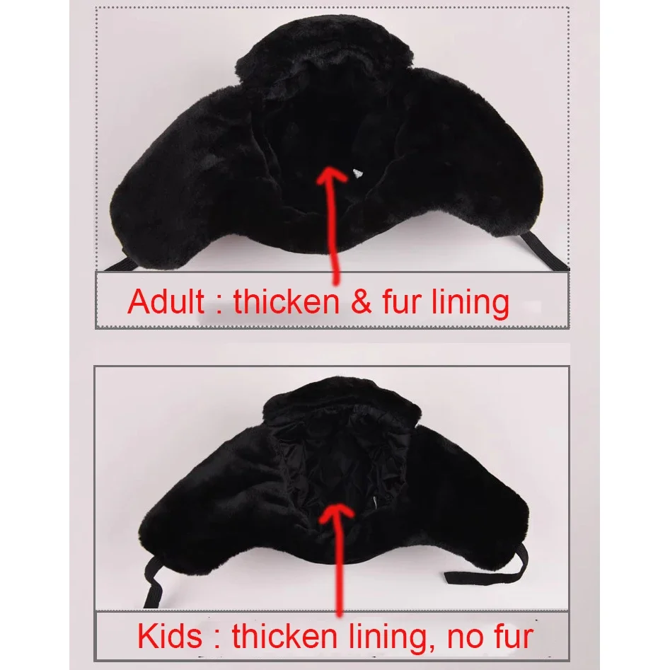 Mens Boys Winter Hat Red Star Label Bomber Cap Trapper hats Ear Flaps Black  Russian Hat for Parent-child Ushanka Faux Fur - AliExpress, image size:947x947