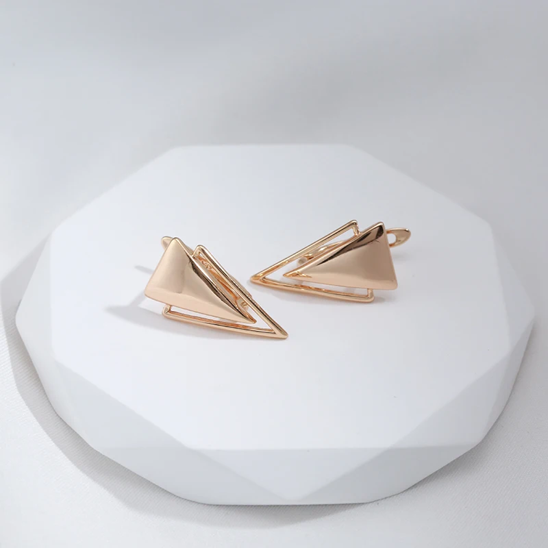 Minimalist Geometric Hip Hop Women's Dangle Earrings 585 Gold Personality Glossy Earrings Unusual Golden Jewelry