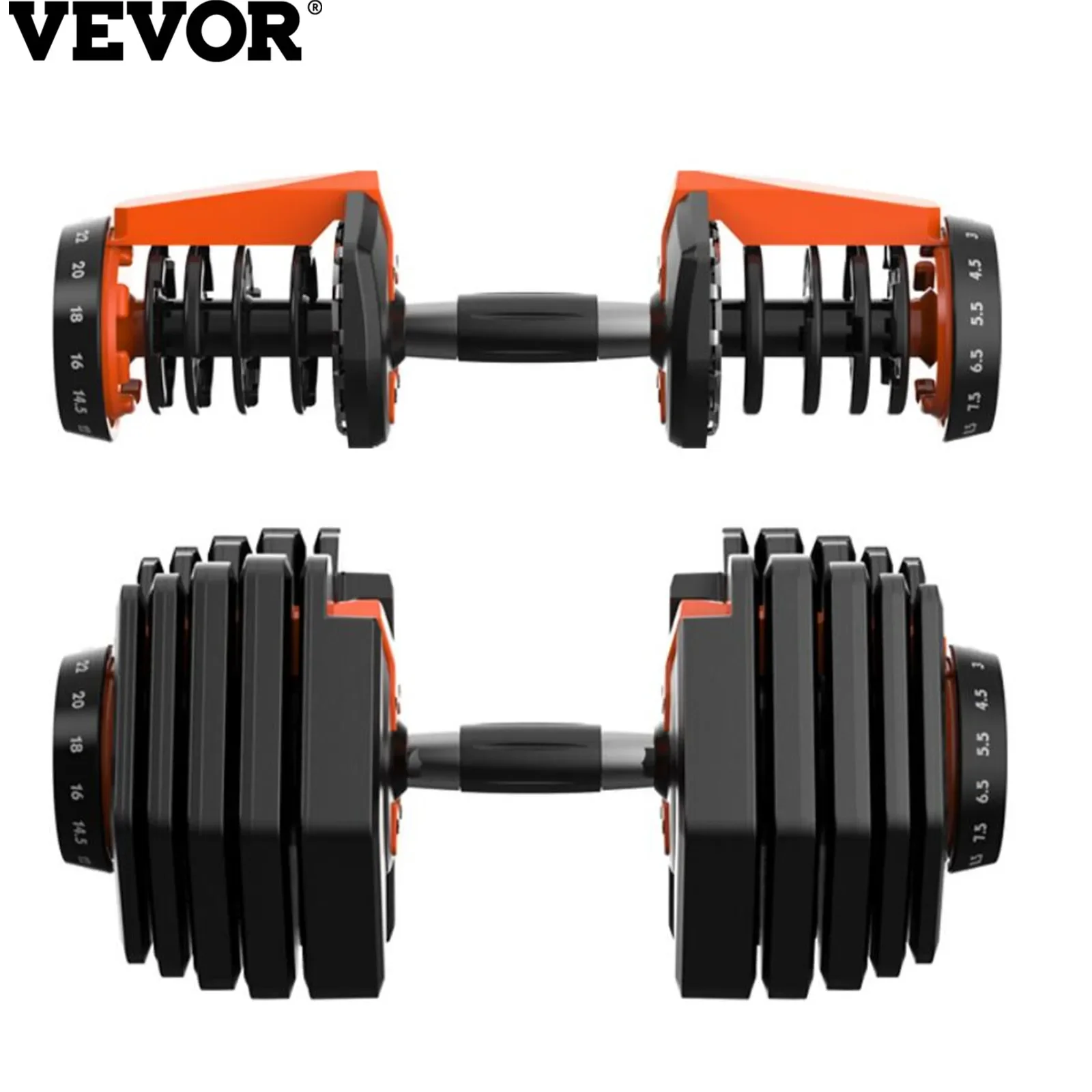 

VEVOR Fitness Equipment Set Dumbbells Weight Select Fitness Workout Gym From 2.5 to 24 KG Adjustable Dumbbell 44
