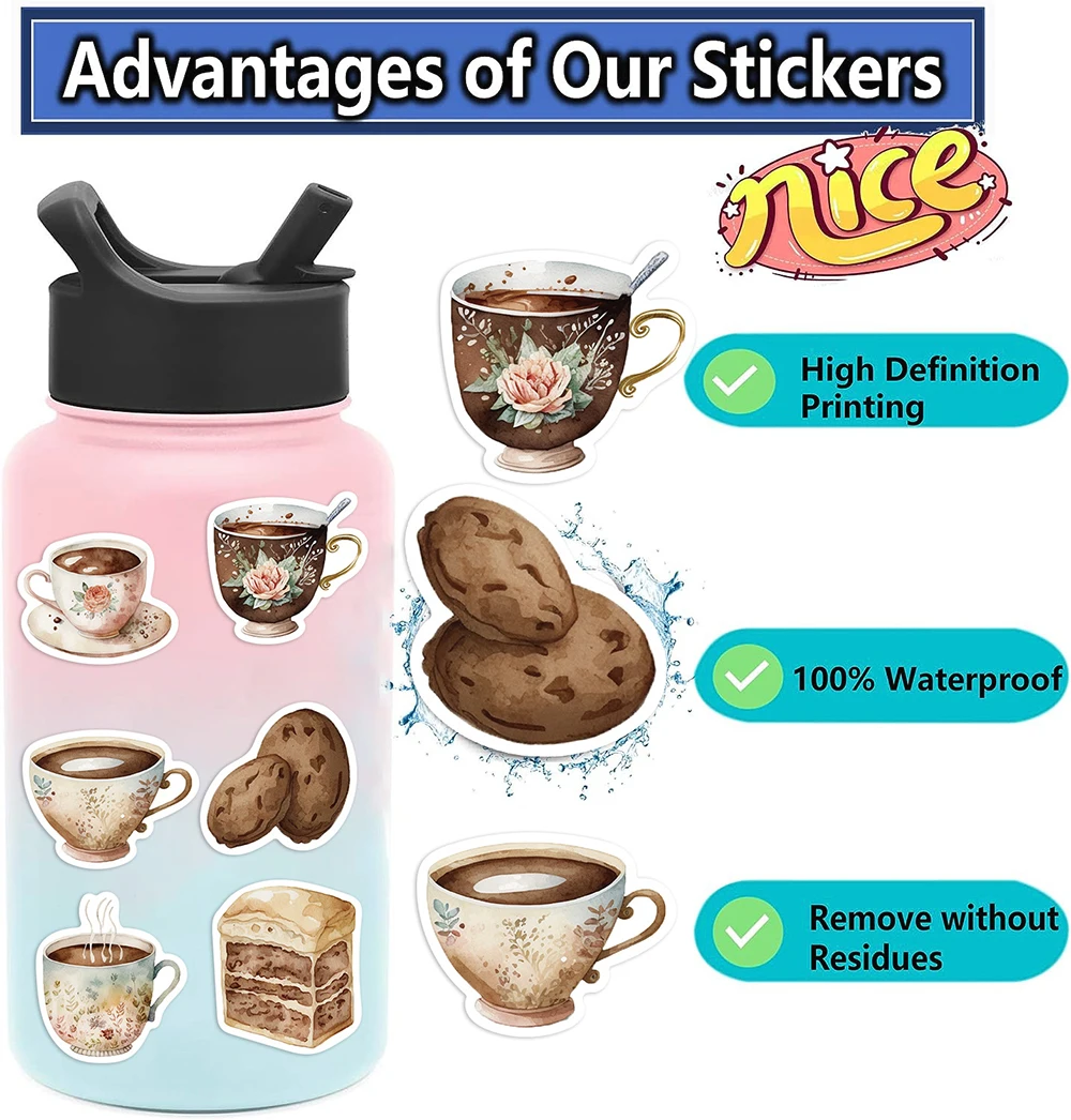 ANERZA 100 Pcs Waterproof Stickers for Laptop, Water bottle B