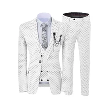 

Men Dress Blazers Pants Vest 3 Piece Set / Male Wedding New 2022 Spring Autumn Business Formal Plaid Suit Slim Fit Coat Trousers