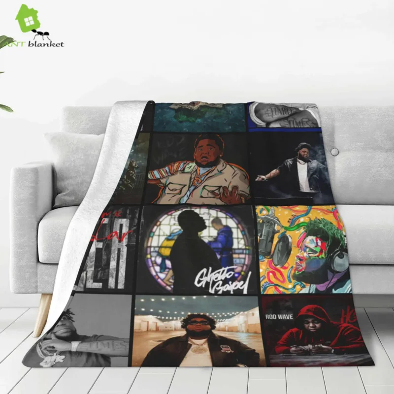 

Hip Hop Rapper Blanket Rod Wave Flannel Blanket Soft Warm Throw Bedroom Decor Napping Couch Sofa Bed Chair Cover for Boys Girls