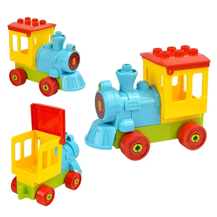 Large Particle Railway Transport Set - Big Size Building Block Train Car Parts