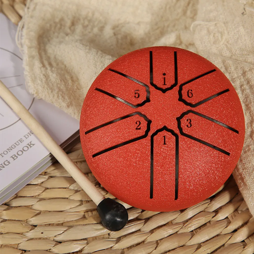 3 Inches 6 Notes Steel Tongue Drum Rain Drum for Outside Mini Handpan Drum Ethereal Drum Yoga Meditation Percussion Instrument