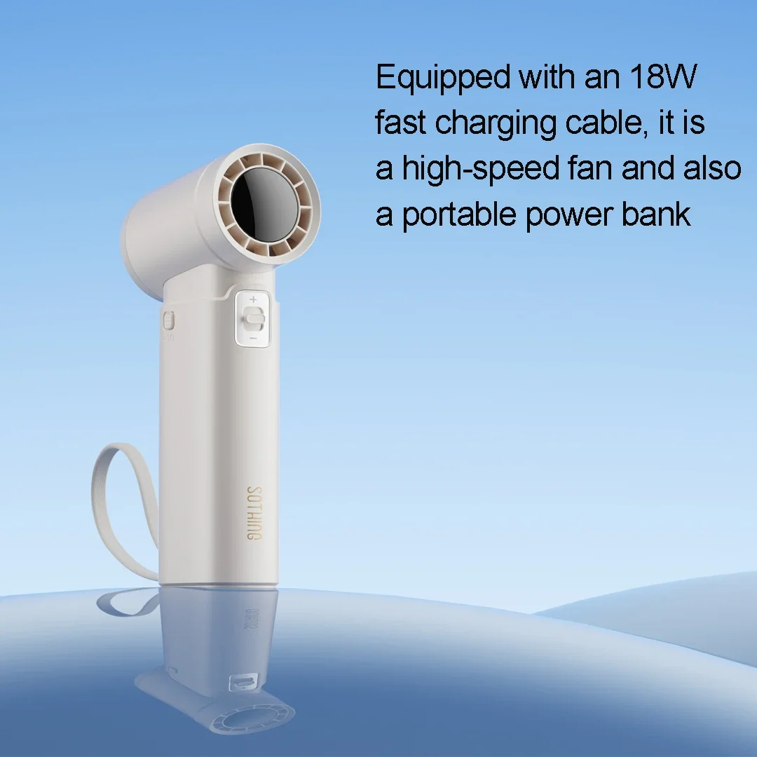 SOTHING Portable Handheld Fan Digital Display High-Speed Fan with 9000mAh Power Bank 18W Fast Charge Outdoor Camping