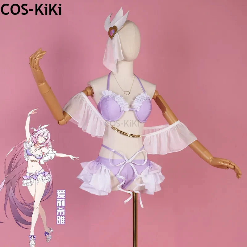 

COS-KiKi Honkai Impact 3rd Elysia Miss Pink Game Suit Sexy Sweet Lovely Swimsuits Cosplay Costume Pool Party Outfit Women