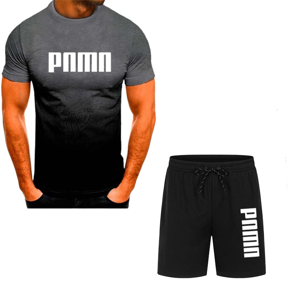 Fashionable men's sportswear short-sleeved T-shirt summer wear shorts summer casual jogging suit men's two-piece set