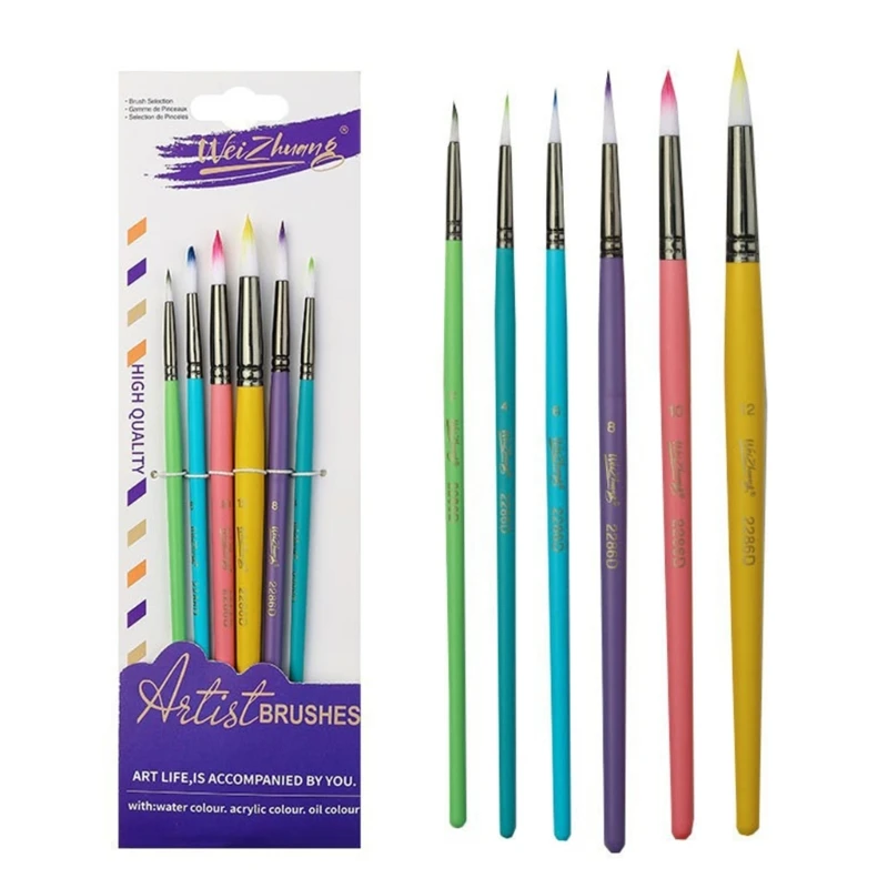 

6x/Set Artist Paintbrushes Watercolor Paint Brush Practical Painting Brush Painting Pen Drawing Supplies for Beginners