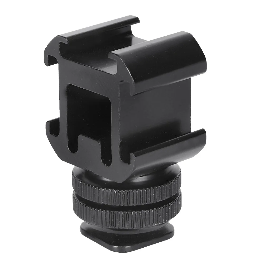1/4'' 이중 레이어 스크류 핫 콜드 슈 베이스 3-in-1 다기능 브래킷 어댑터 (필 라이트 카메라 액세서리용)