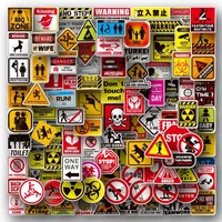 50/100pcs Cartoon Warning Stickers Danger Banning Skateboard Guitar Laptop Motorcycle Car Classic Toy Cool Decals Sticker 1