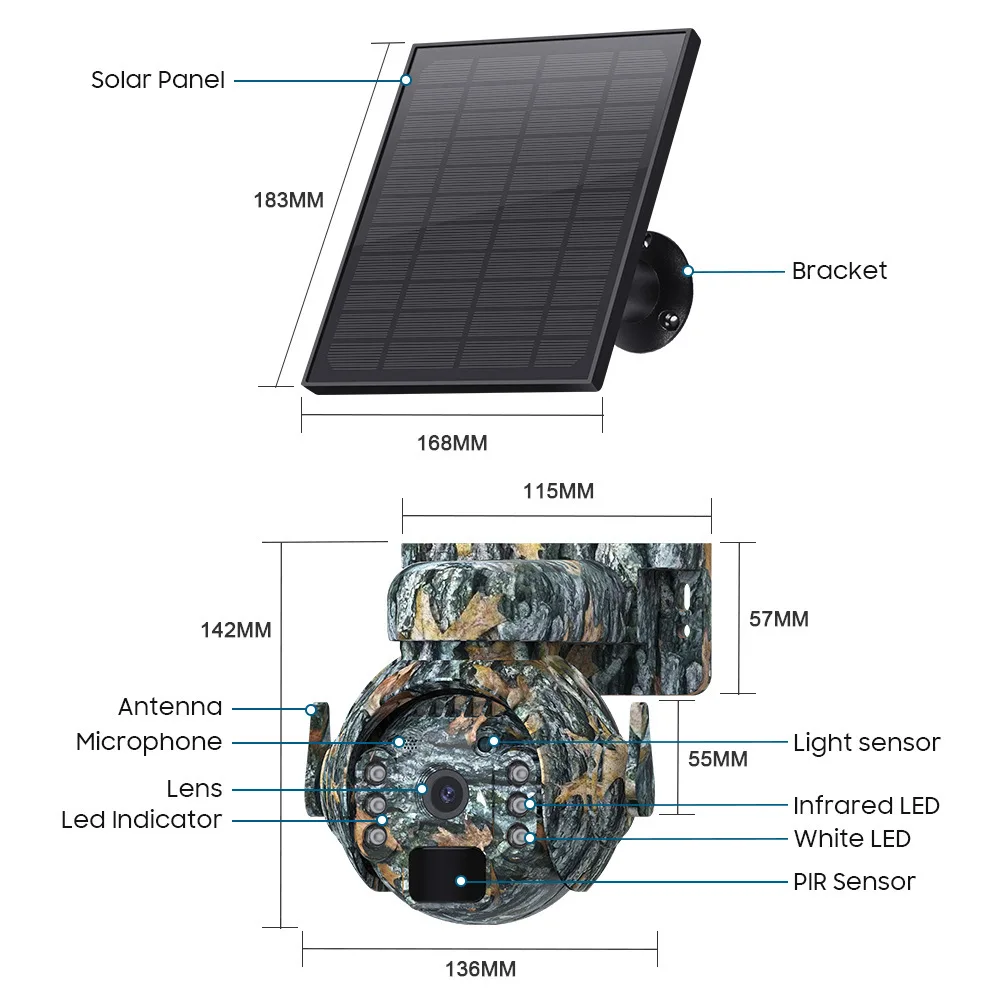 New solar powered camera, outdoor camouflage animal detection camera, 4G solar powered monitor