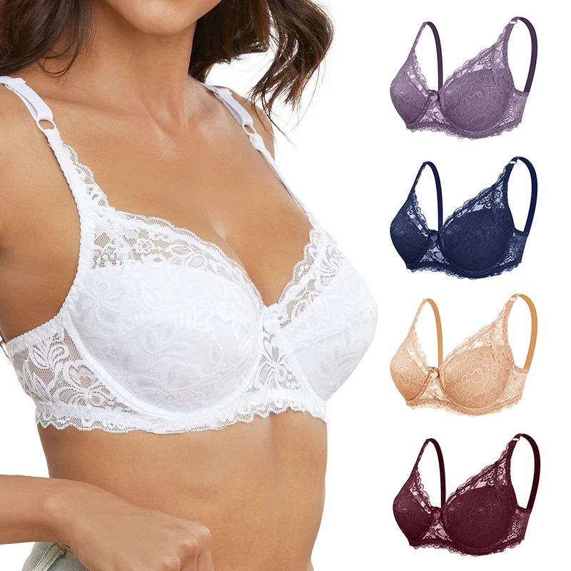 Beauwear Pure Color cotton bras for women underwire Bra with hoops full cup lace  bralette 85D
