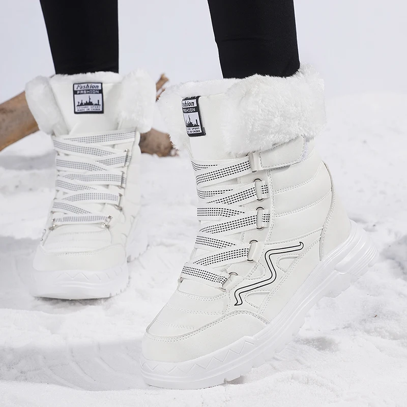 Moipheng Women Snow Boots Warm Plush Platform Winter Shoes Female Anti Slip Casual Waterproof Footwear White Ankle Boots