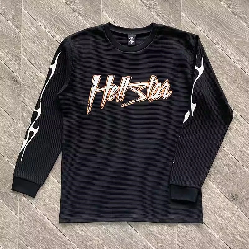

23SS High Quality 1:1 Hellstar Studios Capsule 8 Long Sleeve T Shirt Men Women Bump Mapping Top Tee T-shirt Kanye West