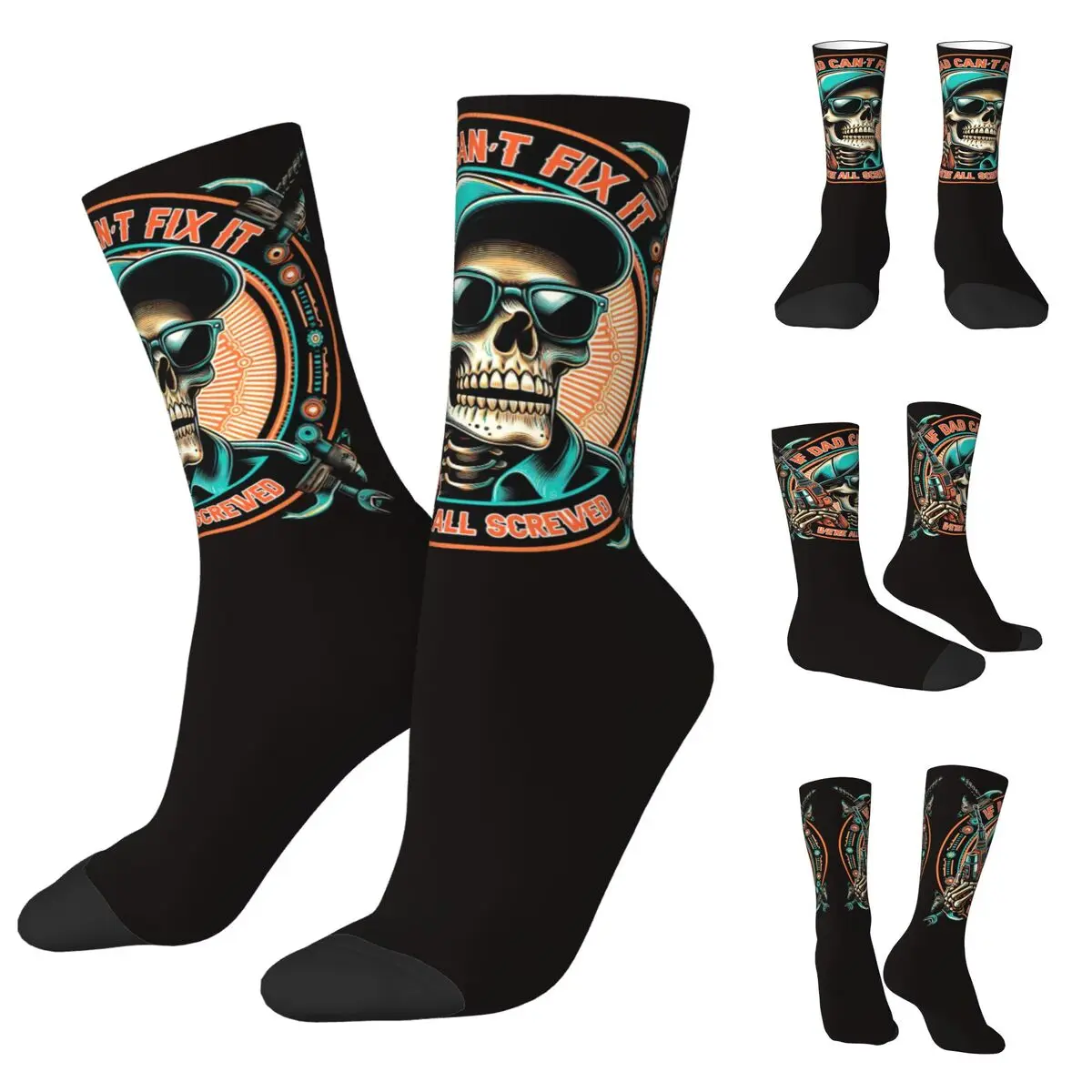 3D printing cosy Unisex Socks,Warm If Dad Can't Fix It We're Screwed Interesting Four Seasons Socks
