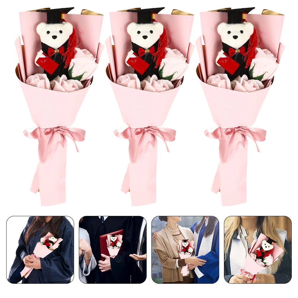 

Bear Blue Suits Thank You Gifts Flower Bouquet Graduation Bouquet Gifts Her Bear Mini Stuffed Bears Soap Flower Knows
