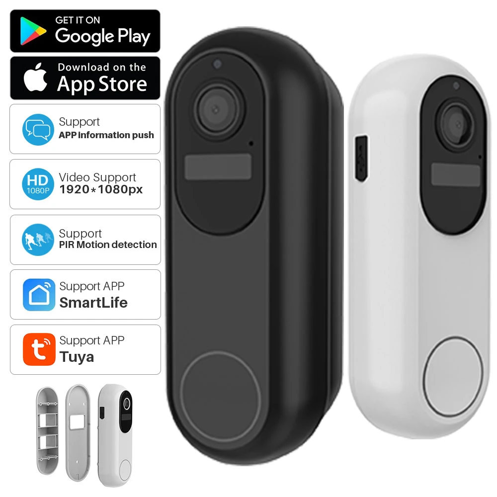 1080p Tuya Smart Video Doorbell 2.4ghz 5ghz Wifi Wireless Door Bell