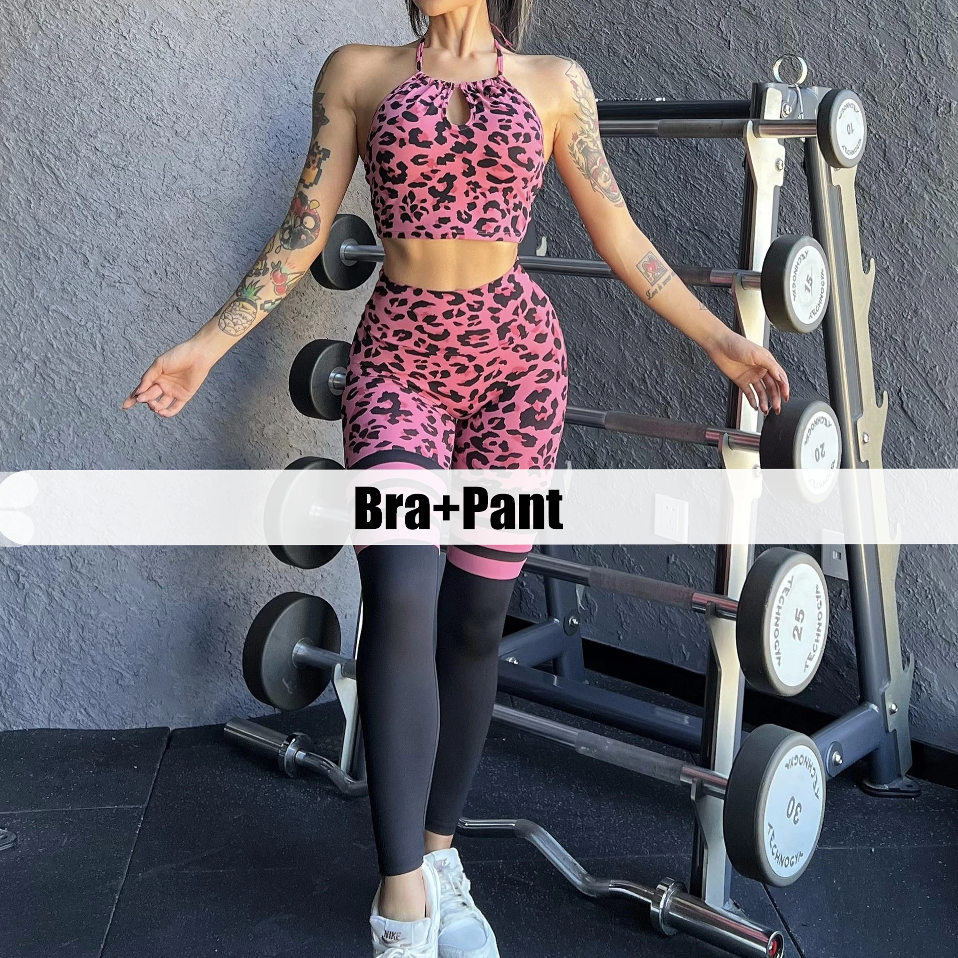 2024 1/2Pcs Leopard Women Sport Bra Yoga Set Workout Push Up Pant Gym Shorts Fitness Scrunch Leggings Tracksuits Gym Active Wear