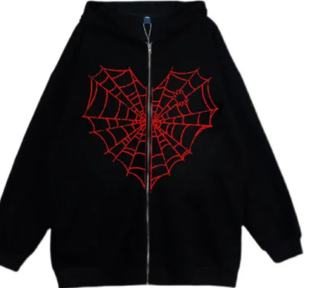 

Colorful Spider Web Street Hip Hop Gothic Harajuku Y2k Black Zipper Hoodie Women Harajuku Jacket Sweatshirt Women