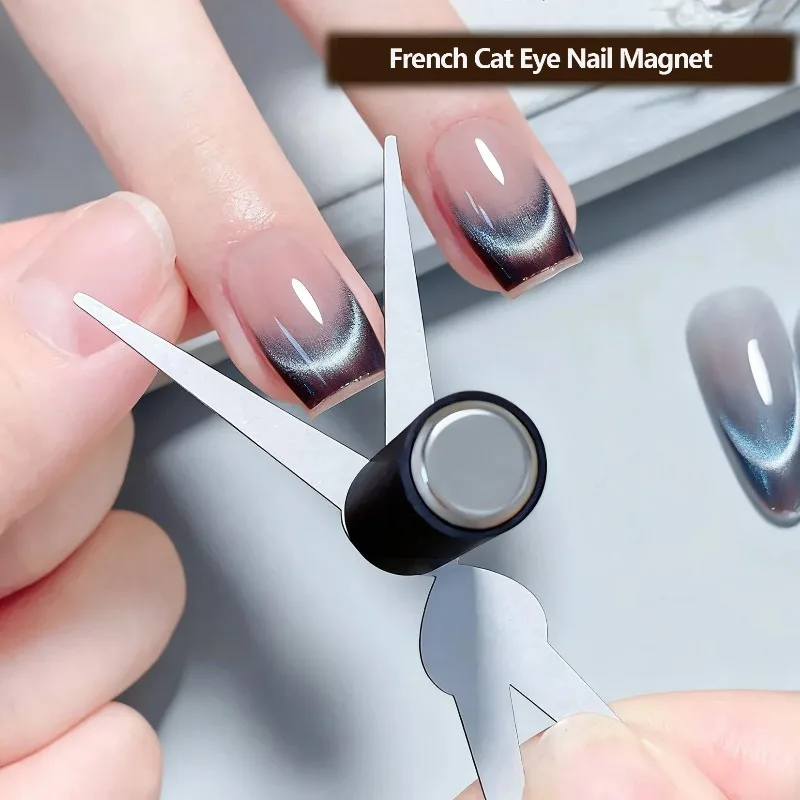 Double-Ended French Nail Art Magnet - V-Shape Cat Eye Magnetic Rod for 3D Gel Polish Effect, Professional Manicure Tool Kit